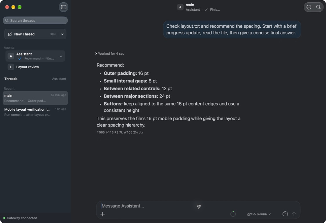 Illustration éditoriale — OpenClaw replie le travail terminé au-dessus des réponses sur macOS