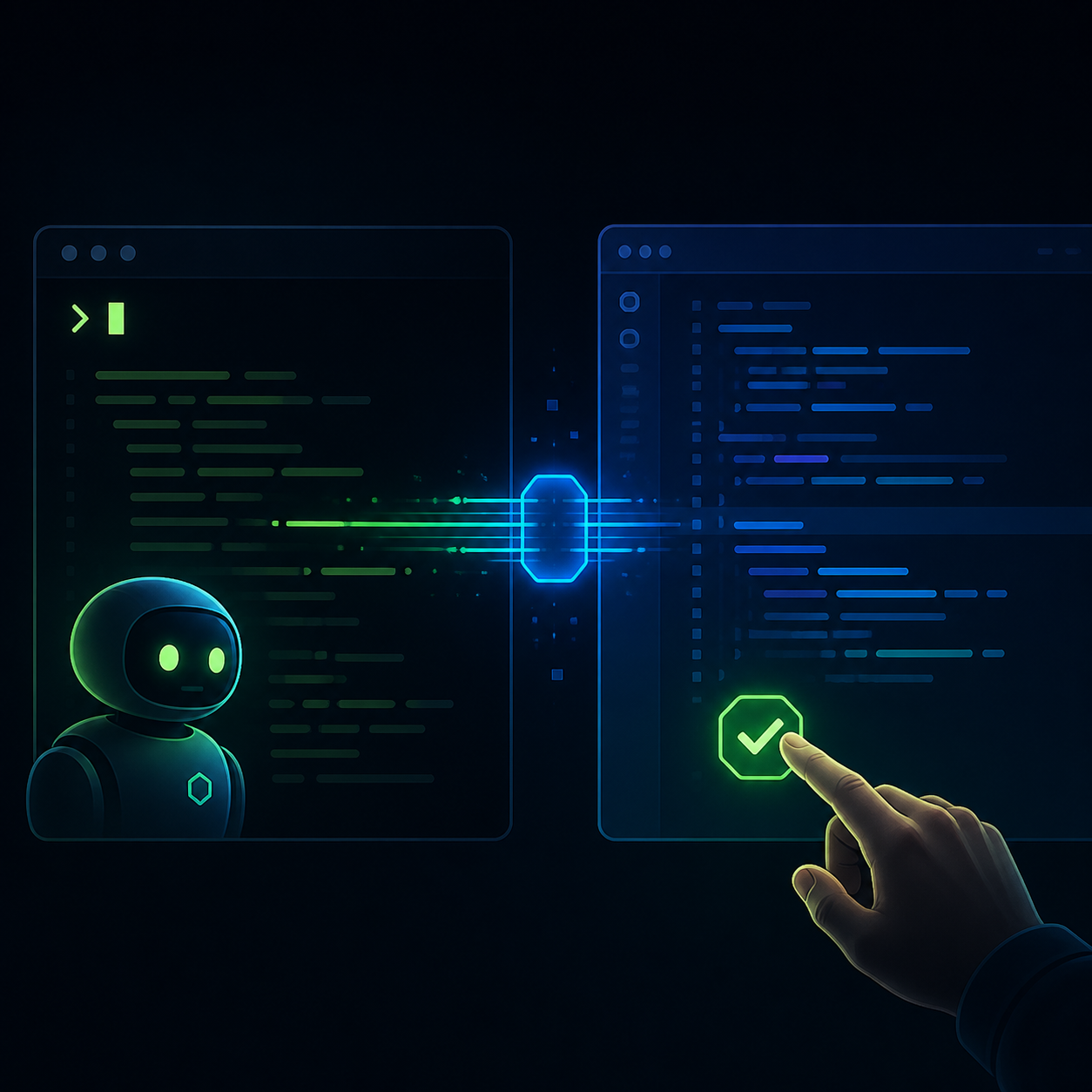 Illustration éditoriale — VT Code relie son coding agent à un éditeur WebMCP contrôlé par l’utilisateur
